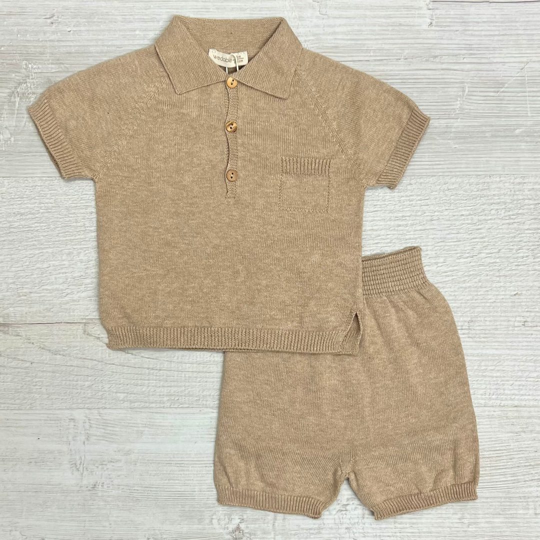 Wedoble Boys Camel Knitted Short Set V2310319ACA