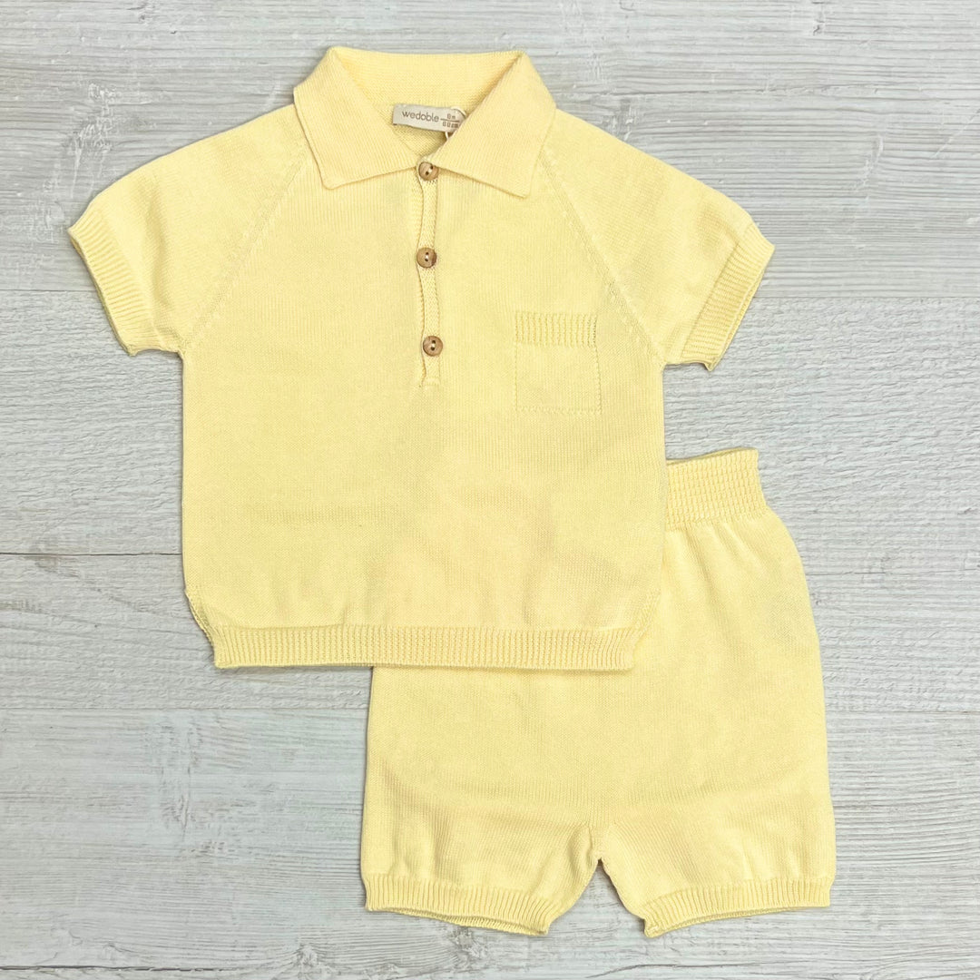 Wedoble Boys Lemon Knitted Polo Short Set V2310319AL