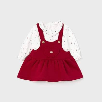 Mayoral Baby Girls Red Pinafore Dress & Blouse Set 2816RW