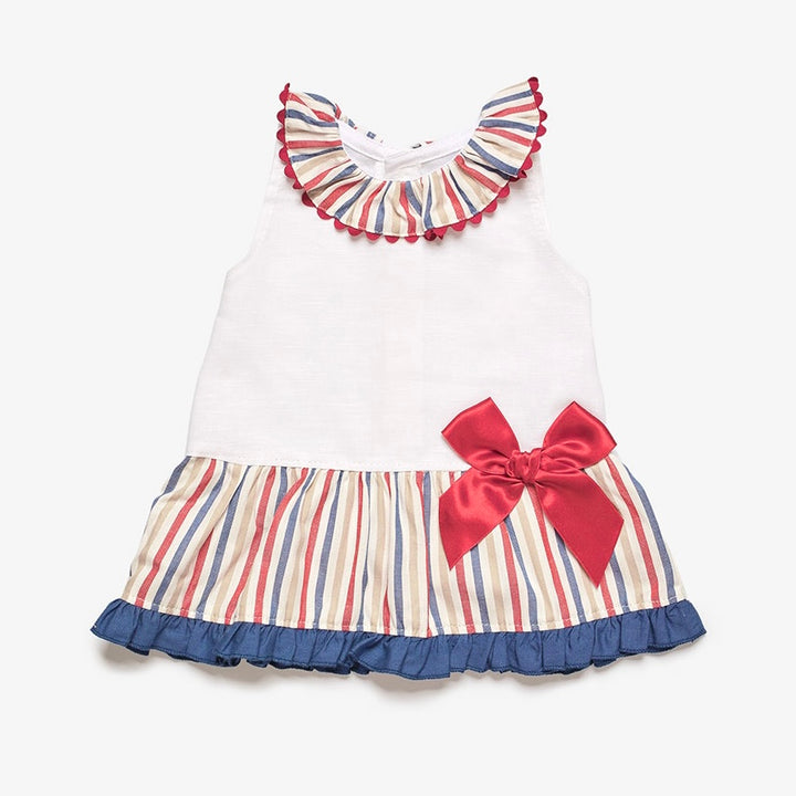 Juliana Girls Striped Bow Dress J7122