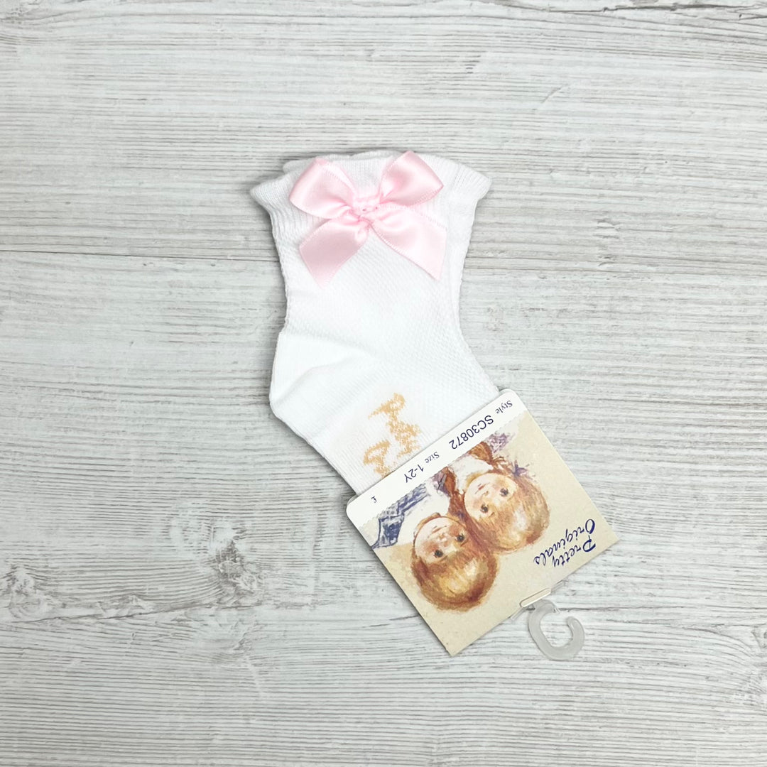 Pretty Originals White And Pink Bow Socks SC30872WP