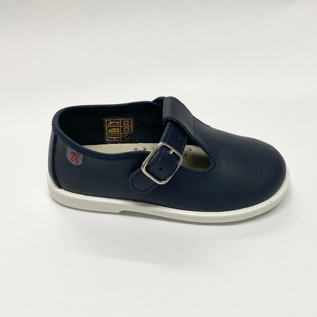 Xiquets Leather T-Bar Shoes Navy 20200N